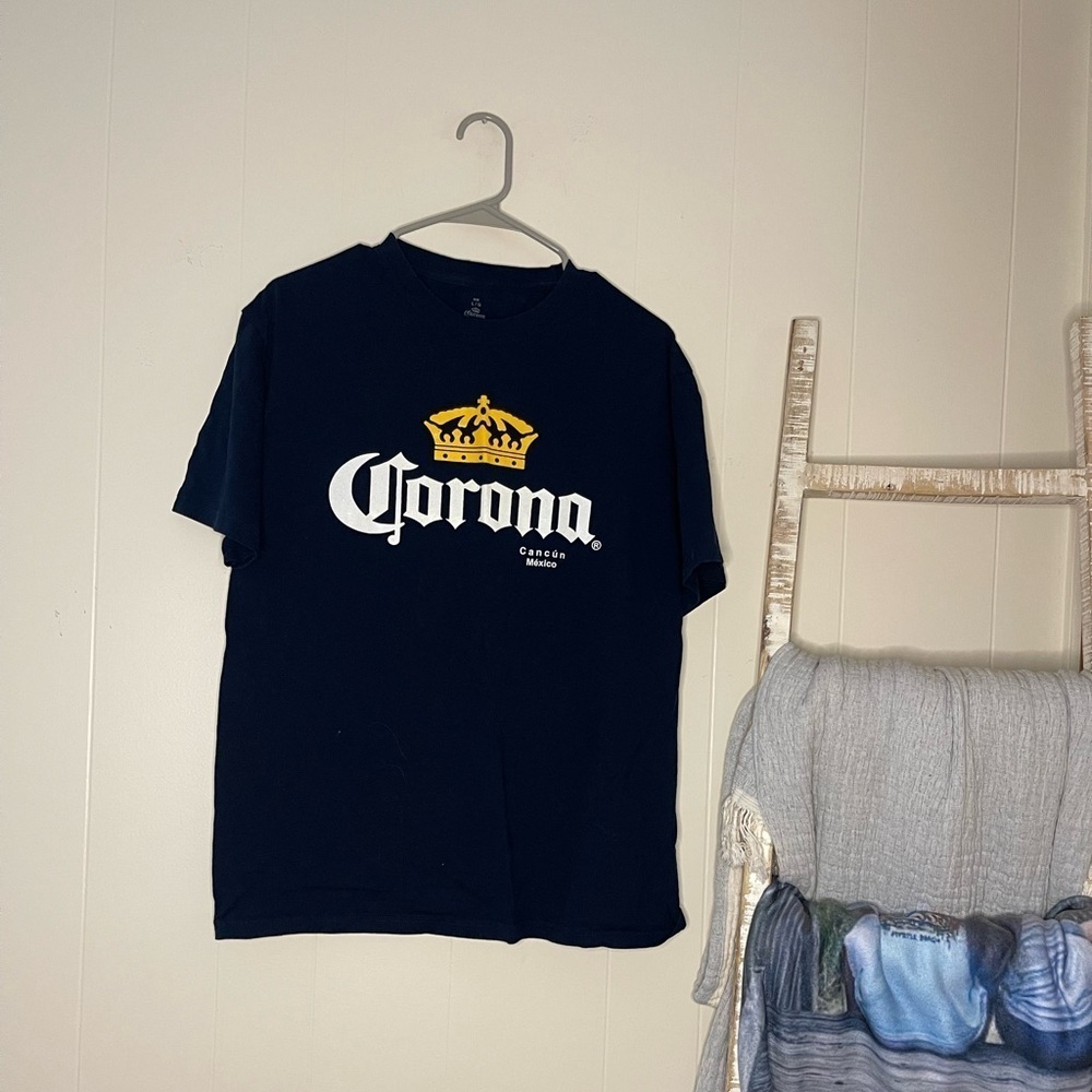 Men’s Navy Blue Corona Logo Shirt | Size L | Gently Worn
